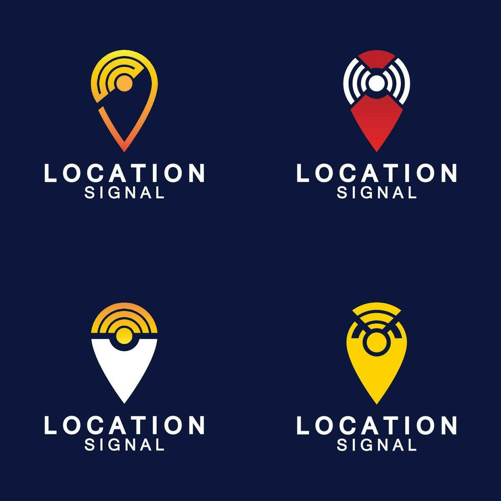 pekare Karta med wiFi internet signal plats förbindelse ikoner logotyp design vektor