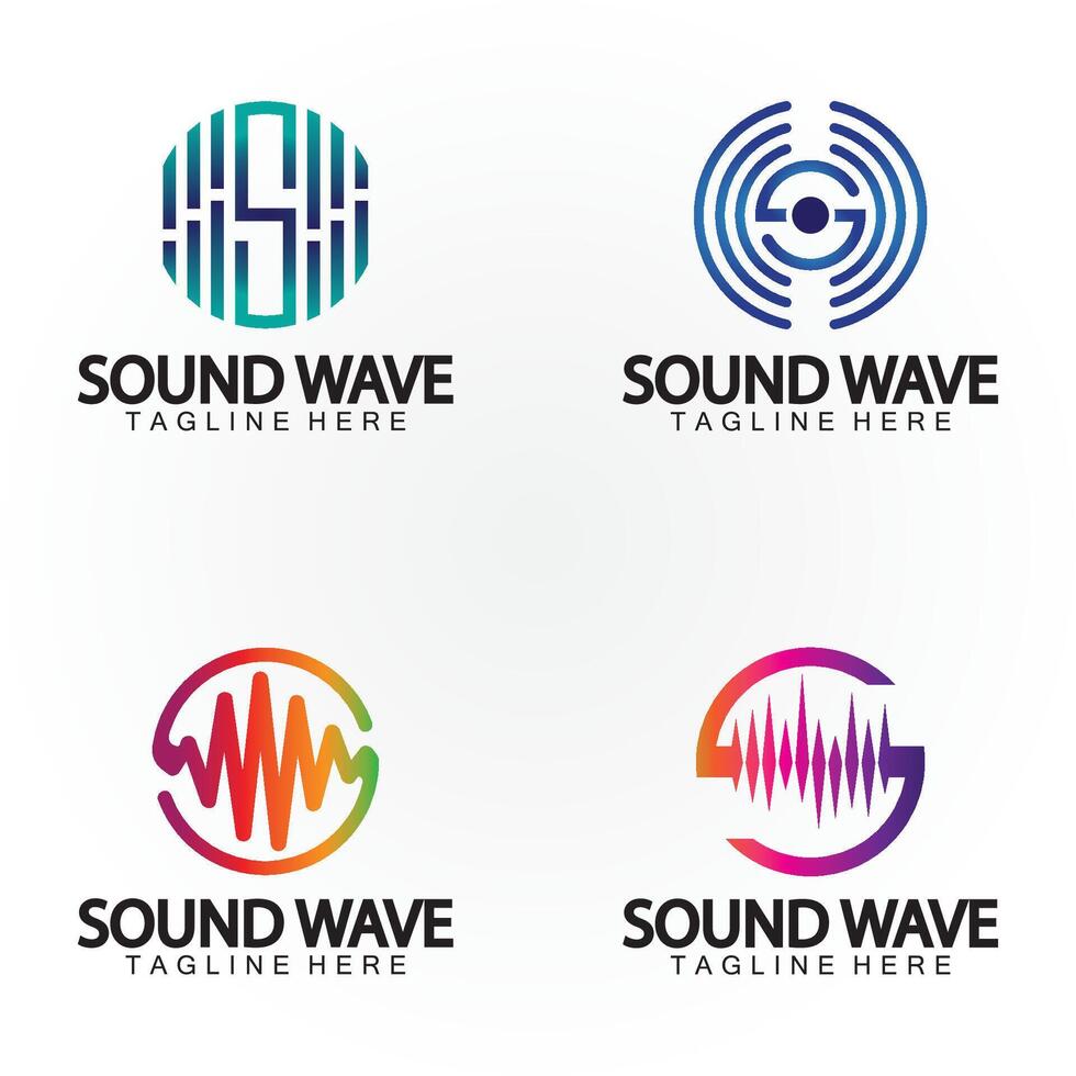 Brief s Klang Musik- Audio- Stimme Equalizer Volumen Wellenform Frequenz bunt Vektor Logo Design