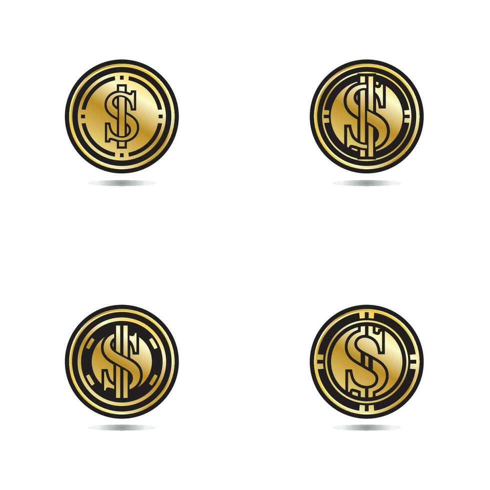 guld mynt med dollar tecken illustration. vektor dollar mynt ikon isolerat på vit bakgrund