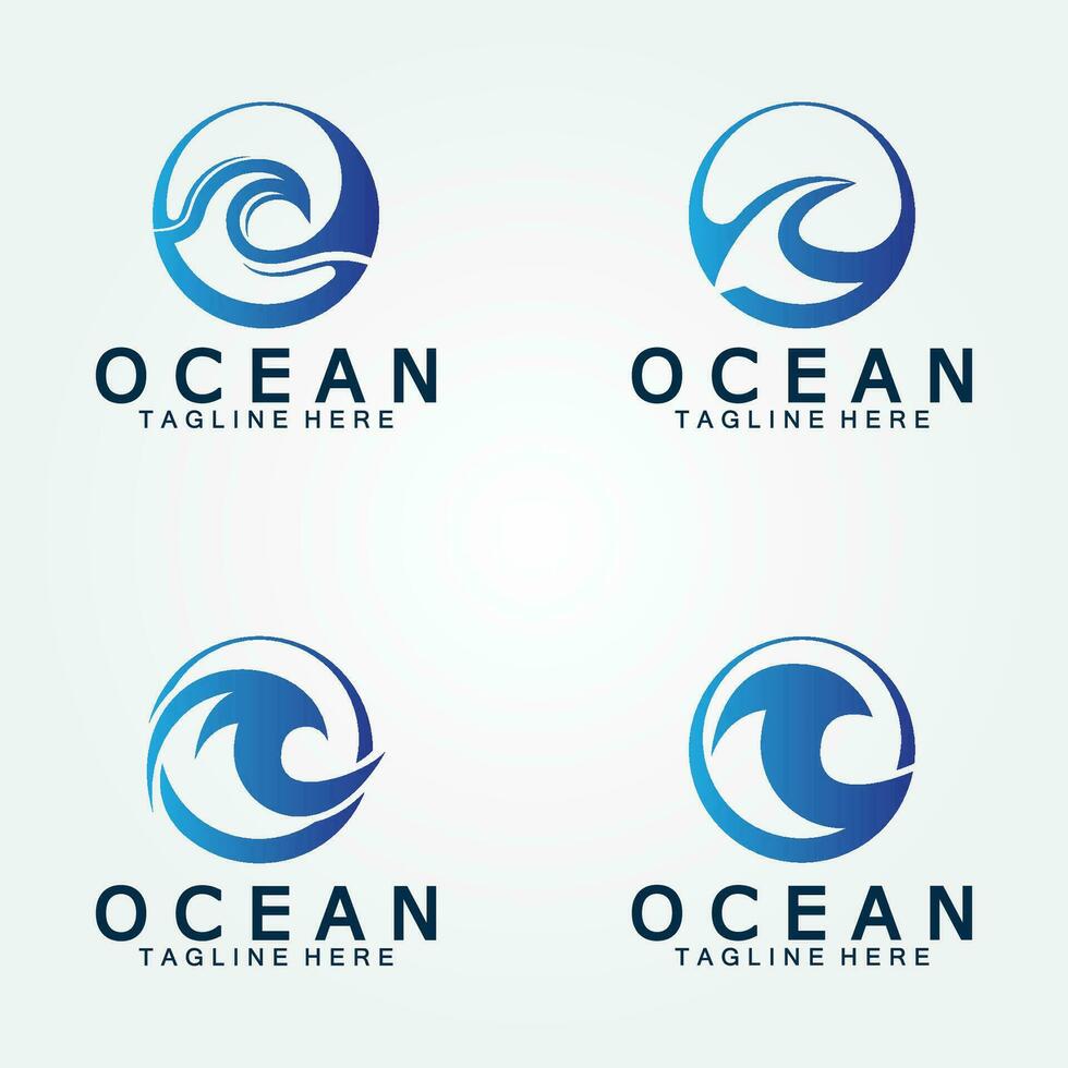 vågig blå hav vatten brev o hav Vinka logotyp design vektor