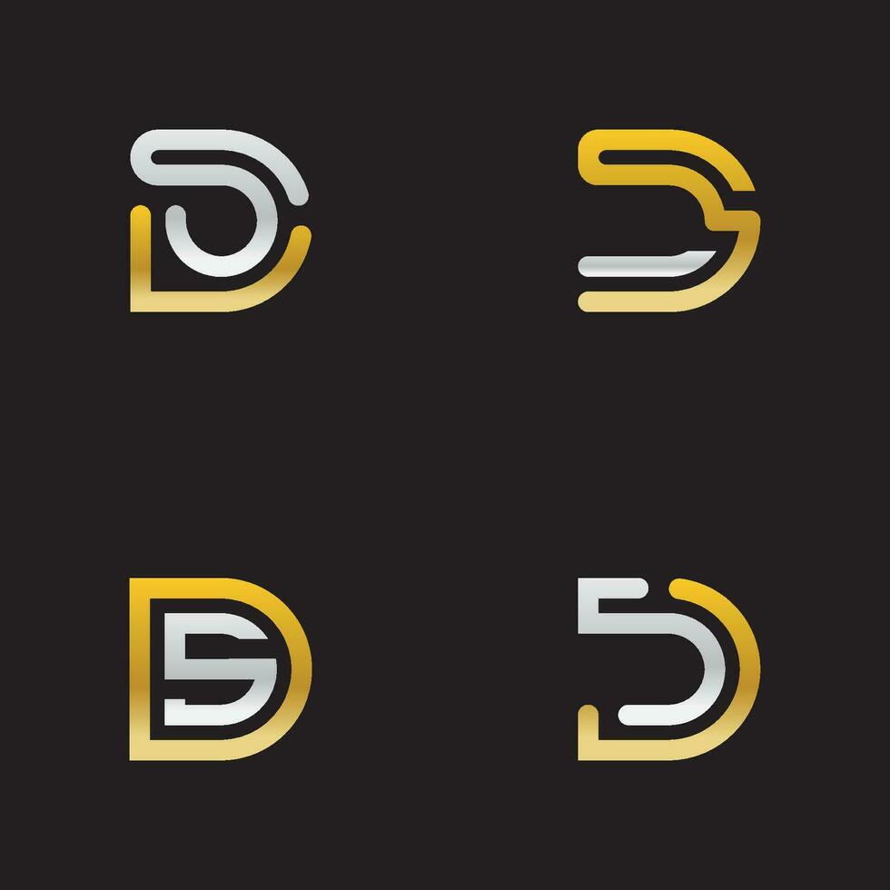 alfabet brev monogram logotyp ds,sd,s och d, elegant och professionell brev ikon design på svart bakgrund. vektor