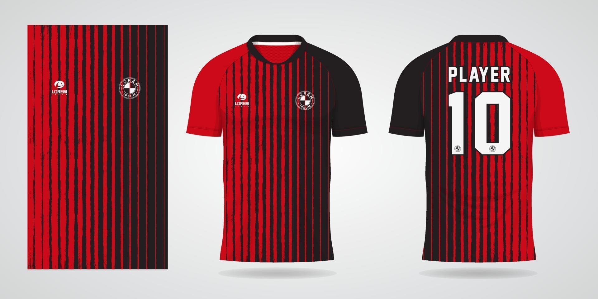 schwarz rotes Trikot-Vorlage für Teamuniformen und Fußball-T-Shirt vektor