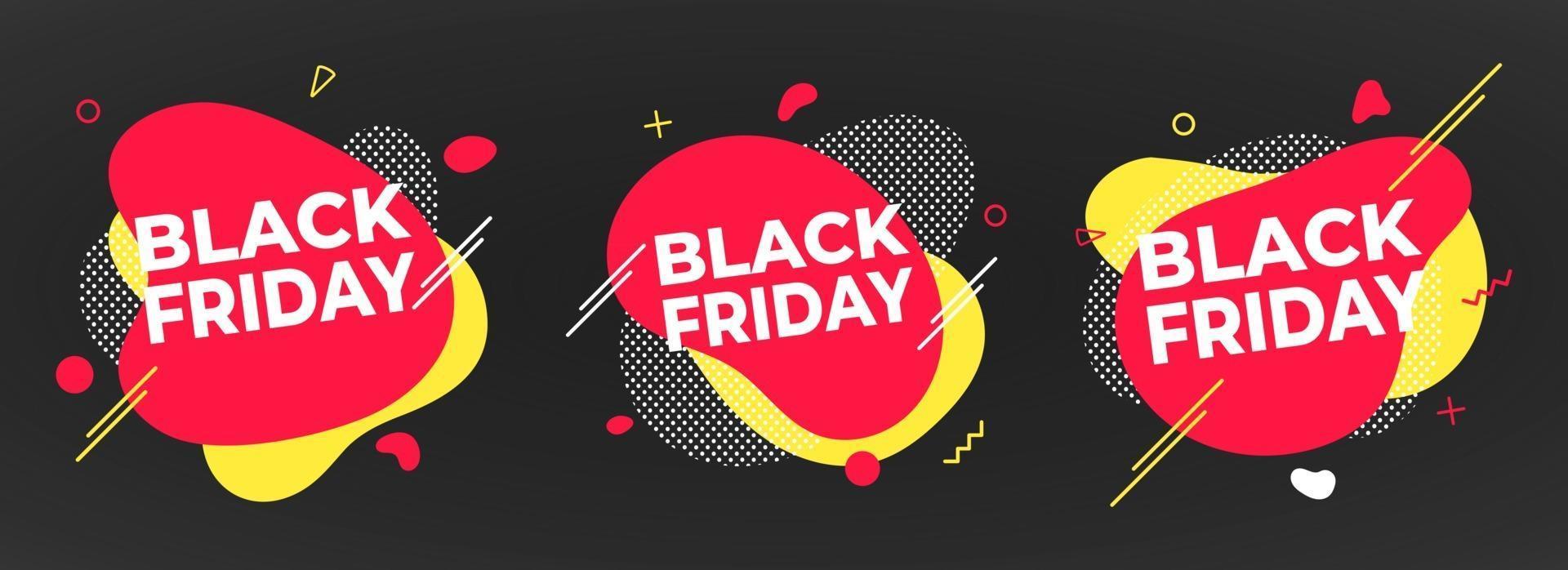 3 Black Friday Poster oder Banner Design Template Vector Illustration.