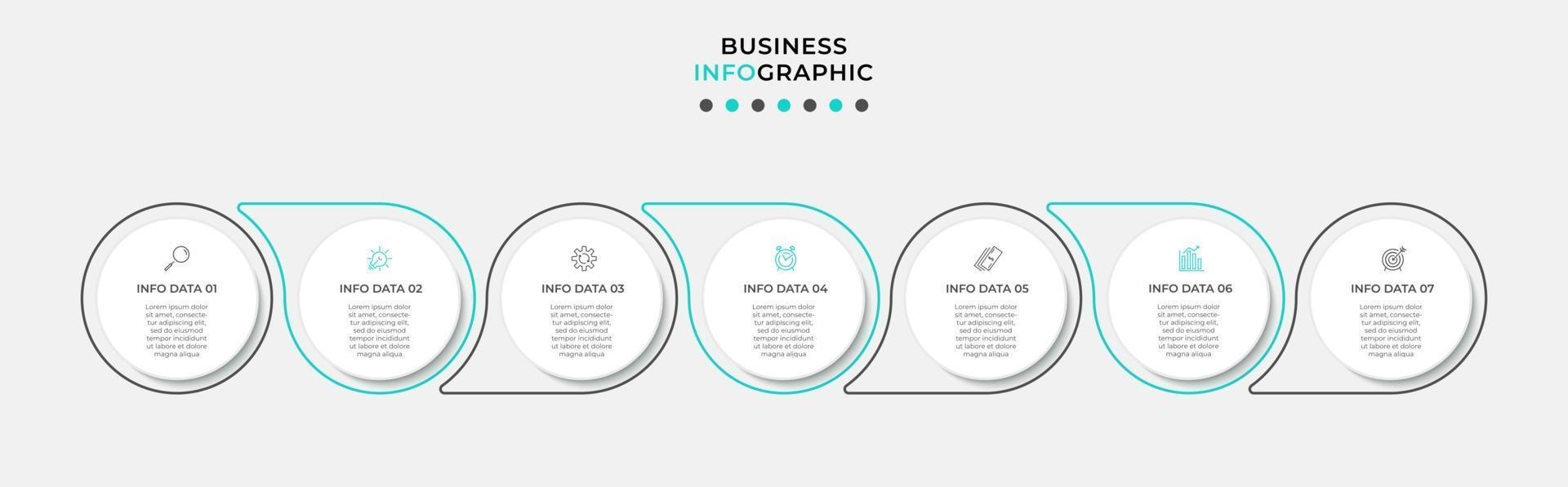 Infografik-Designvorlage mit Symbolen und 7 Optionen oder Schritten vektor