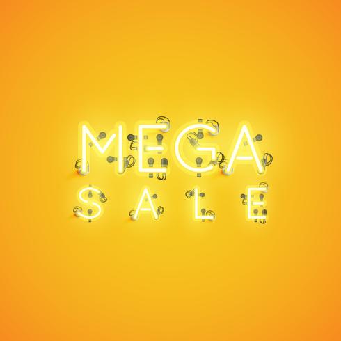 &#39;MEGA SALE&#39; neon underteckna, vektor illustration