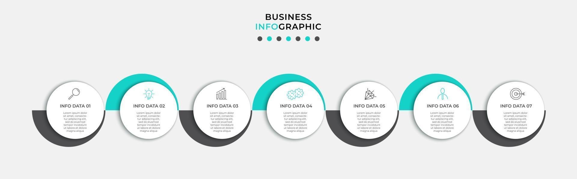 Infografik-Designvorlage mit Symbolen und 7 Optionen oder Schritten vektor