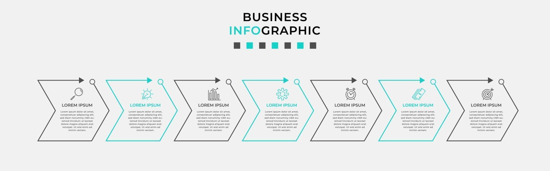 Infografik-Designvorlage mit Symbolen und 7 Optionen oder Schritten vektor