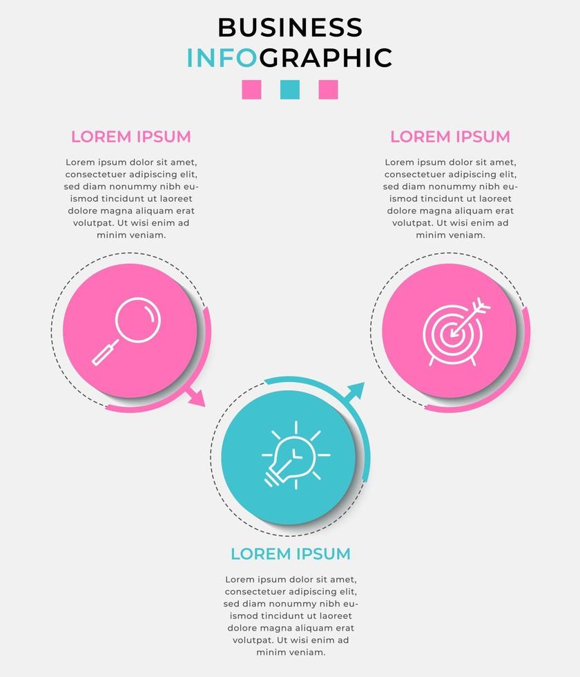 infographic design affärsmall med ikoner och 3 alternativ eller steg vektor