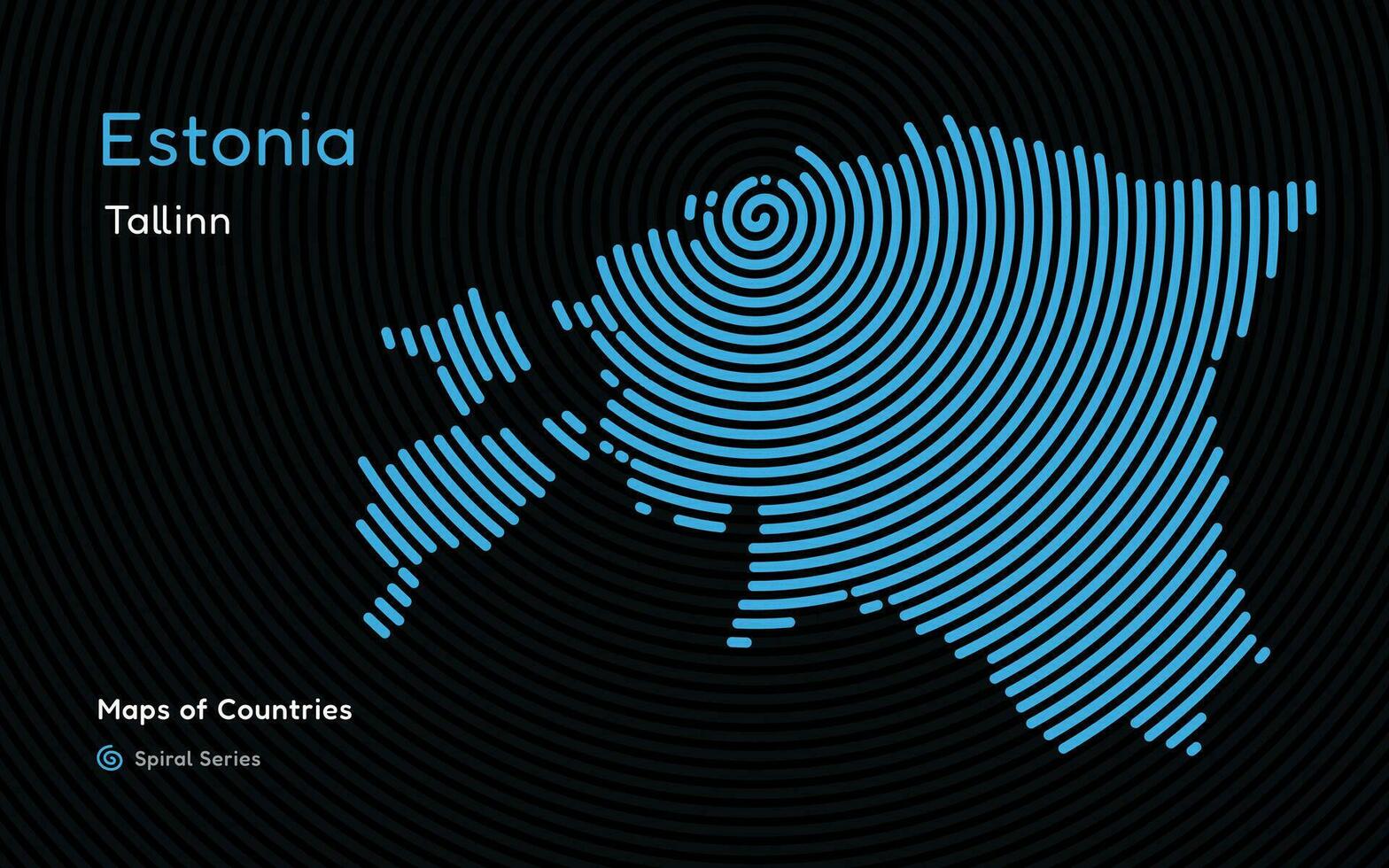 kreativ Karte von Estland. politisch Karte. Hauptstadt Tallinn. Welt Länder Vektor Karten Serie. Spiral- Fingerabdruck Serie