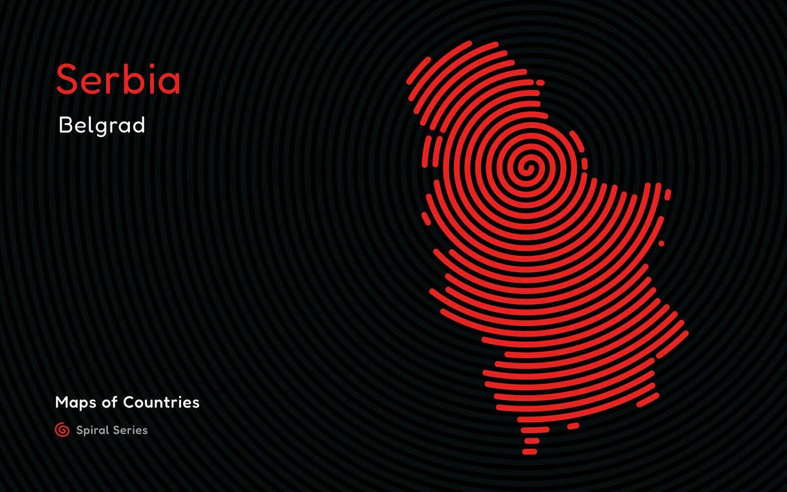 kreativ Karte von Serbien. politisch Karte. Hauptstadt Belgrad. Welt Länder Vektor Karten Serie. Spiral- Fingerabdruck Serie