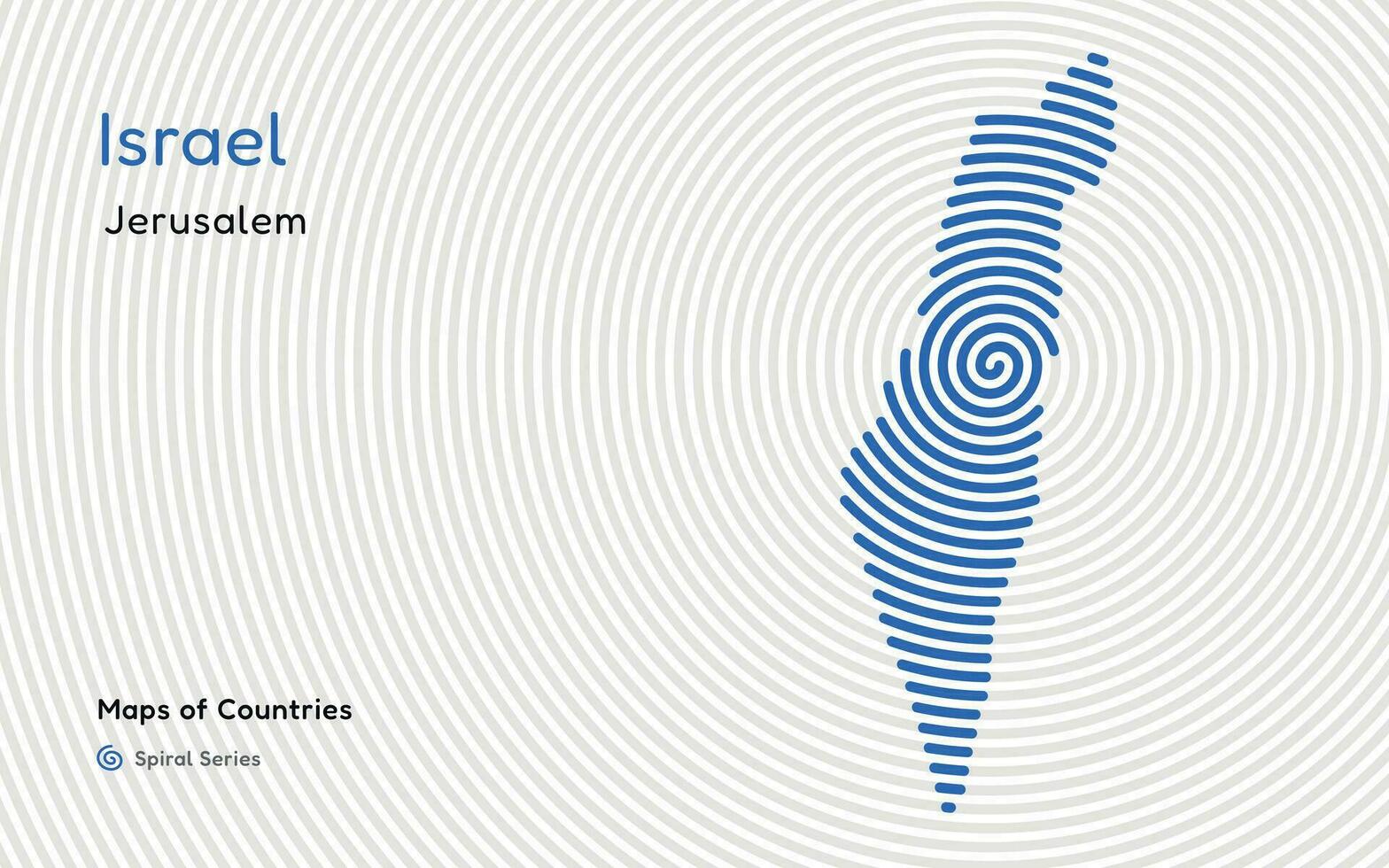kreativ Karta av israel. politisk Karta. huvudstad jerusalem. värld länder vektor Kartor serier. spiral fingeravtryck serier