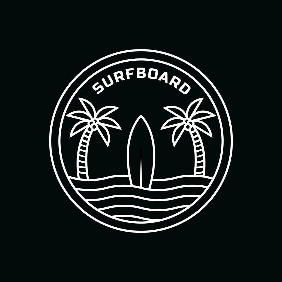 Surfbrett und Strand Logo Design Ideen mit Palme Bäume vektor