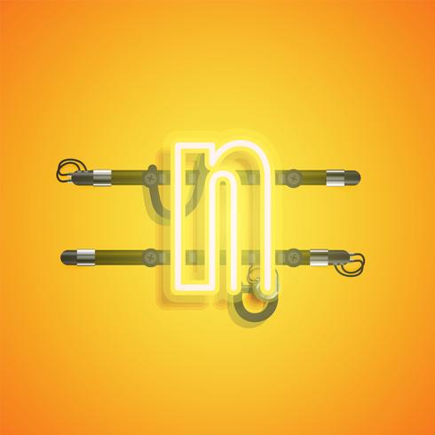 Realistisk neon karaktär med ledningar och konsol, vektor illustration