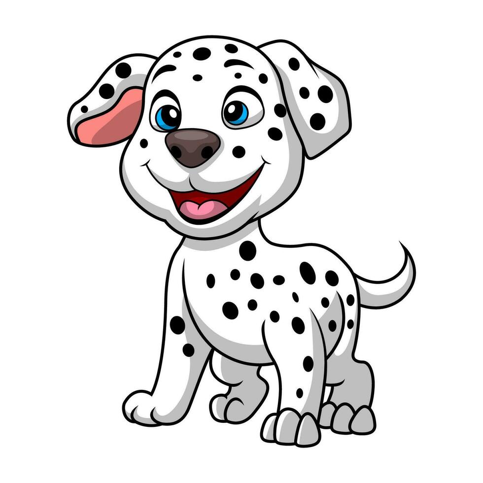 söt dalmatian hund tecknad serie på vit bakgrund vektor
