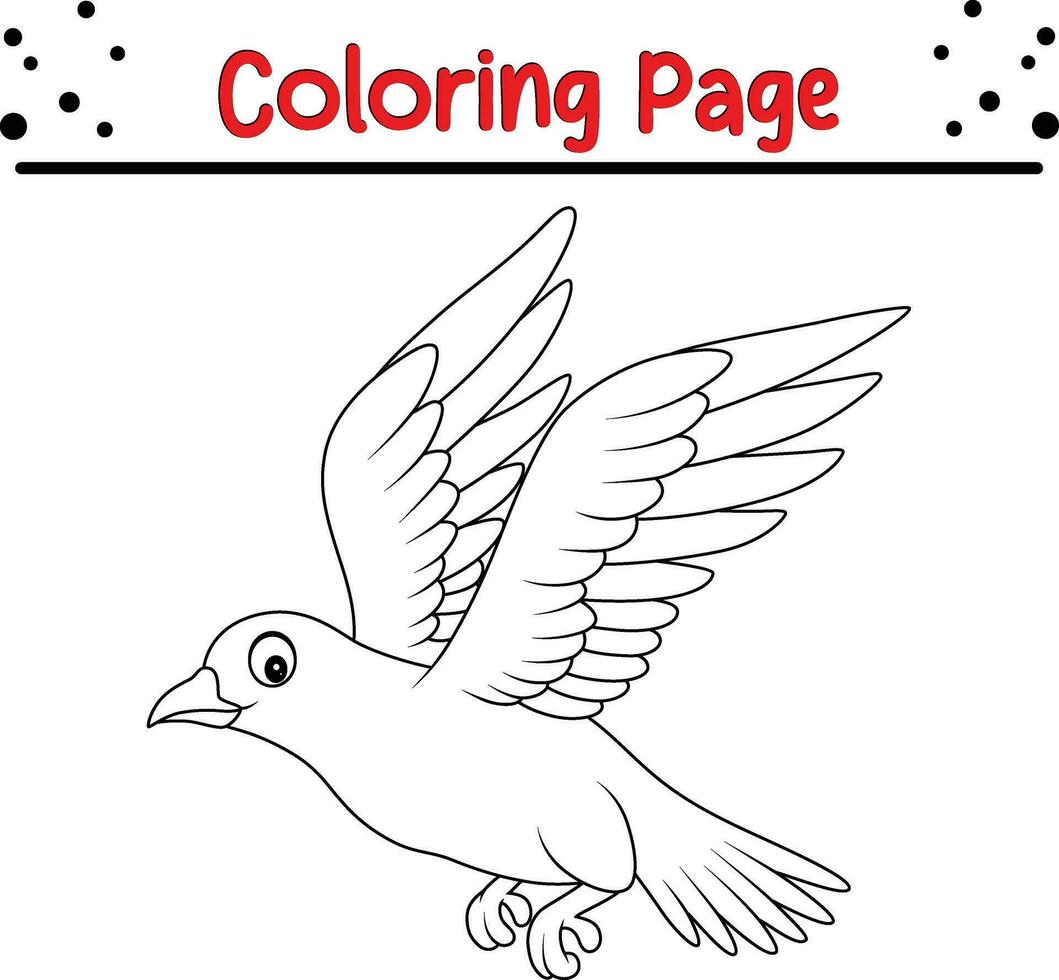 söt duva fågel färg sida. svart och vit vektor illustration för en färg bok.