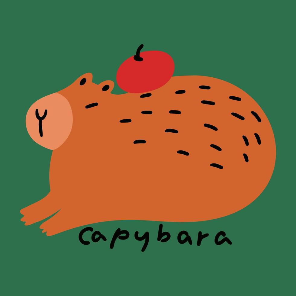 Hand gezeichnet süß Kinder- Karikatur Tier Illustration Capybara vektor