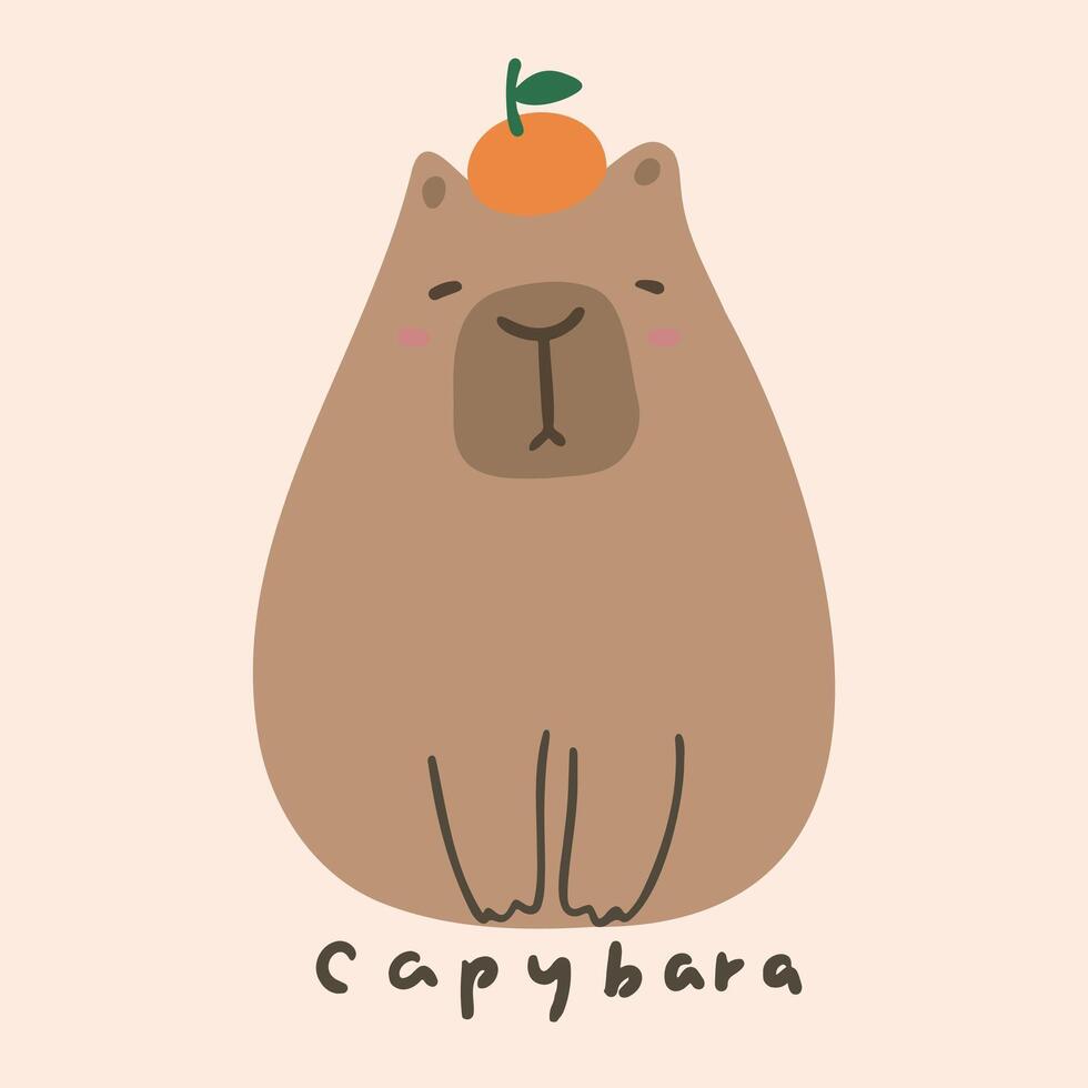 Hand gezeichnet süß Kinder- Karikatur Tier Illustration Capybara vektor