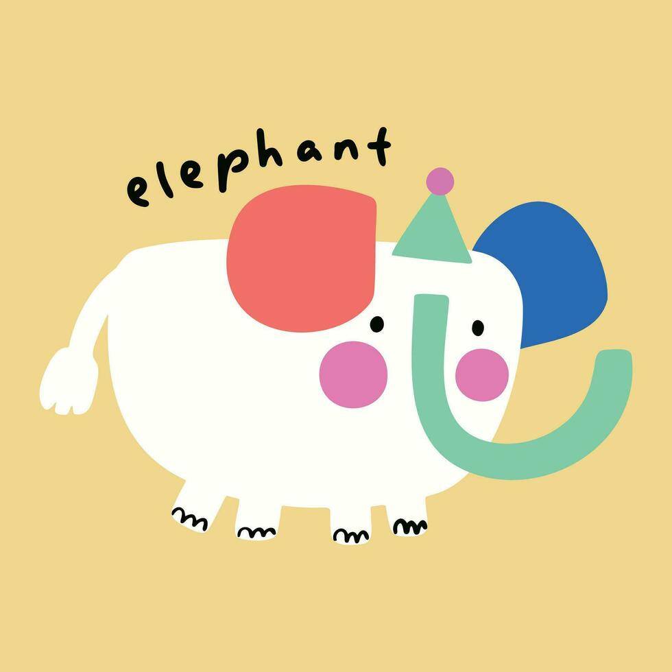 kreativ hand dragen söt tecknad serie djur- elefant illustration vektor