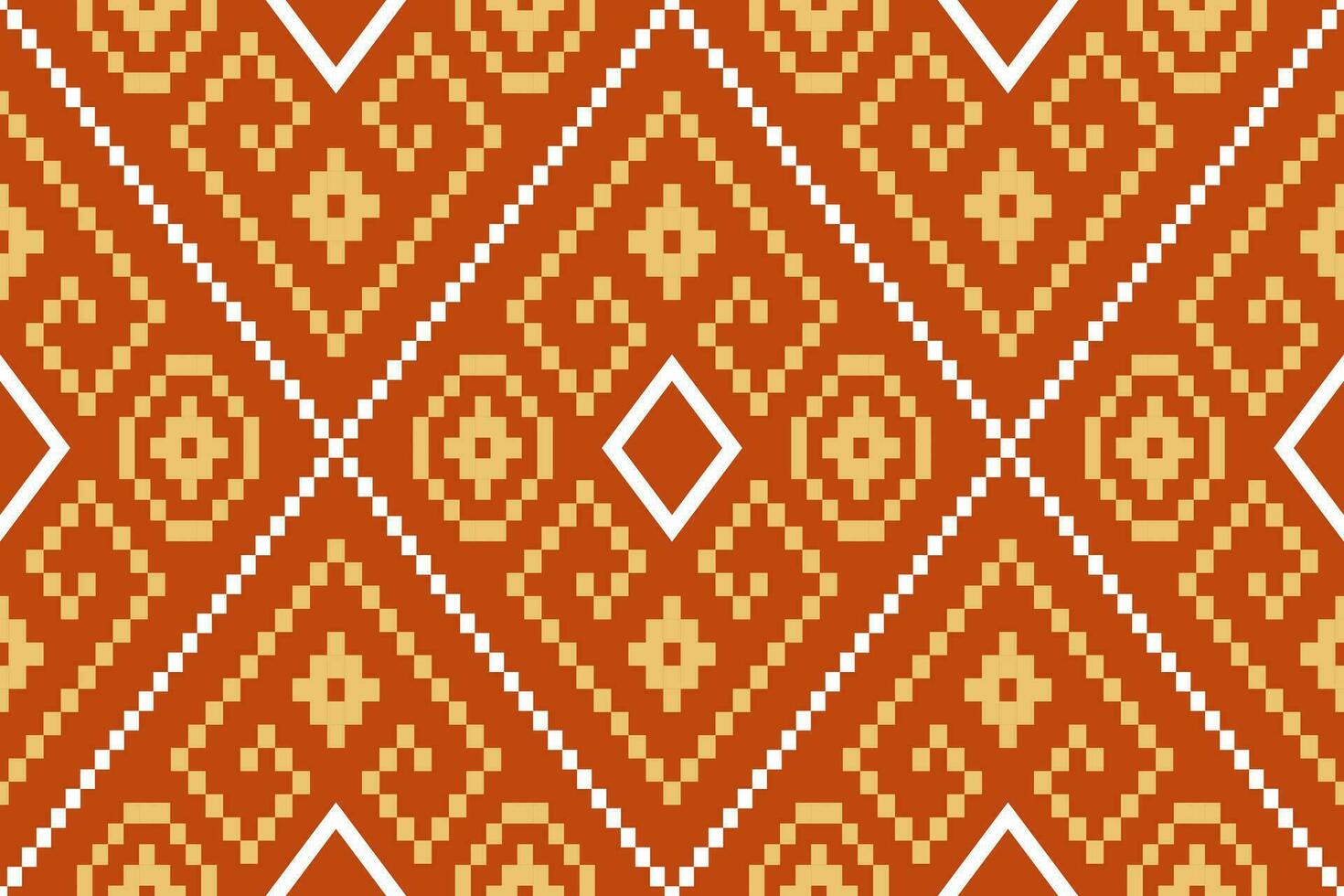 orange årgångar korsa sy traditionell etnisk mönster paisley blomma ikat bakgrund abstrakt aztec afrikansk indonesiska indisk sömlös mönster för tyg skriva ut trasa klänning matta gardiner och sarong vektor