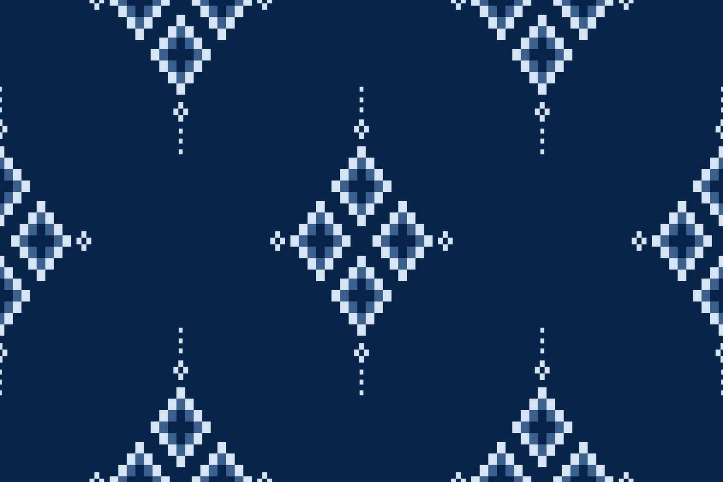 indigo Marin blå geometrisk traditionell etnisk mönster ikat sömlös mönster gräns abstrakt design för tyg skriva ut trasa klänning matta gardiner och sarong aztec afrikansk indisk indonesiska vektor