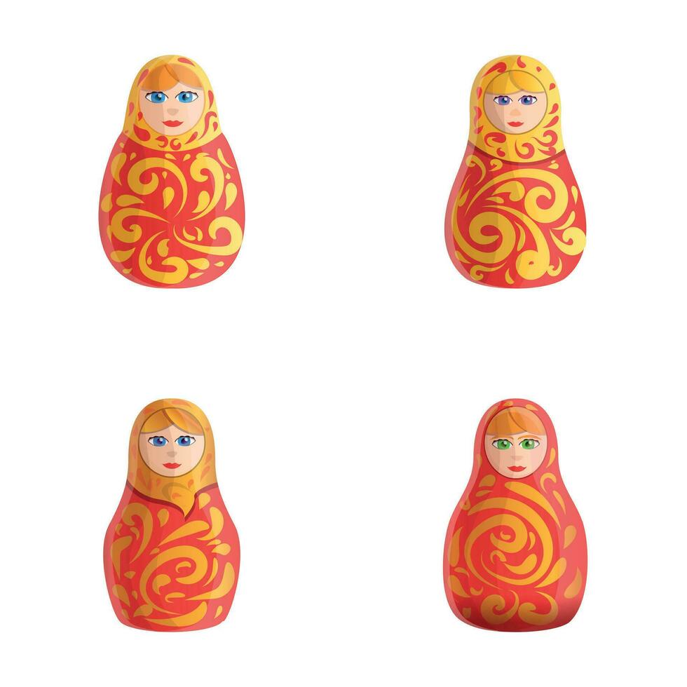 ryska docka ikoner uppsättning tecknad serie vektor. matryoshka vektor