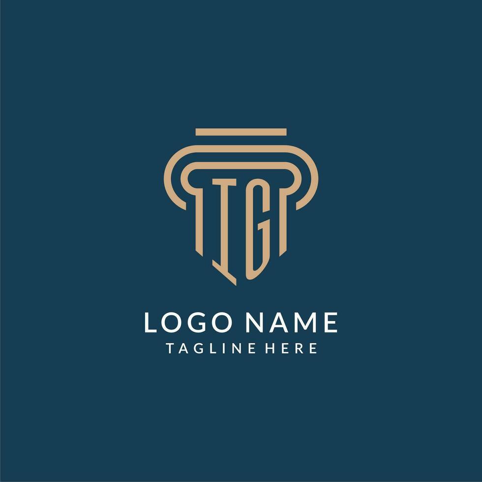 Initiale ich G Säule Logo Stil, Luxus modern Anwalt legal Gesetz Feste Logo Design vektor