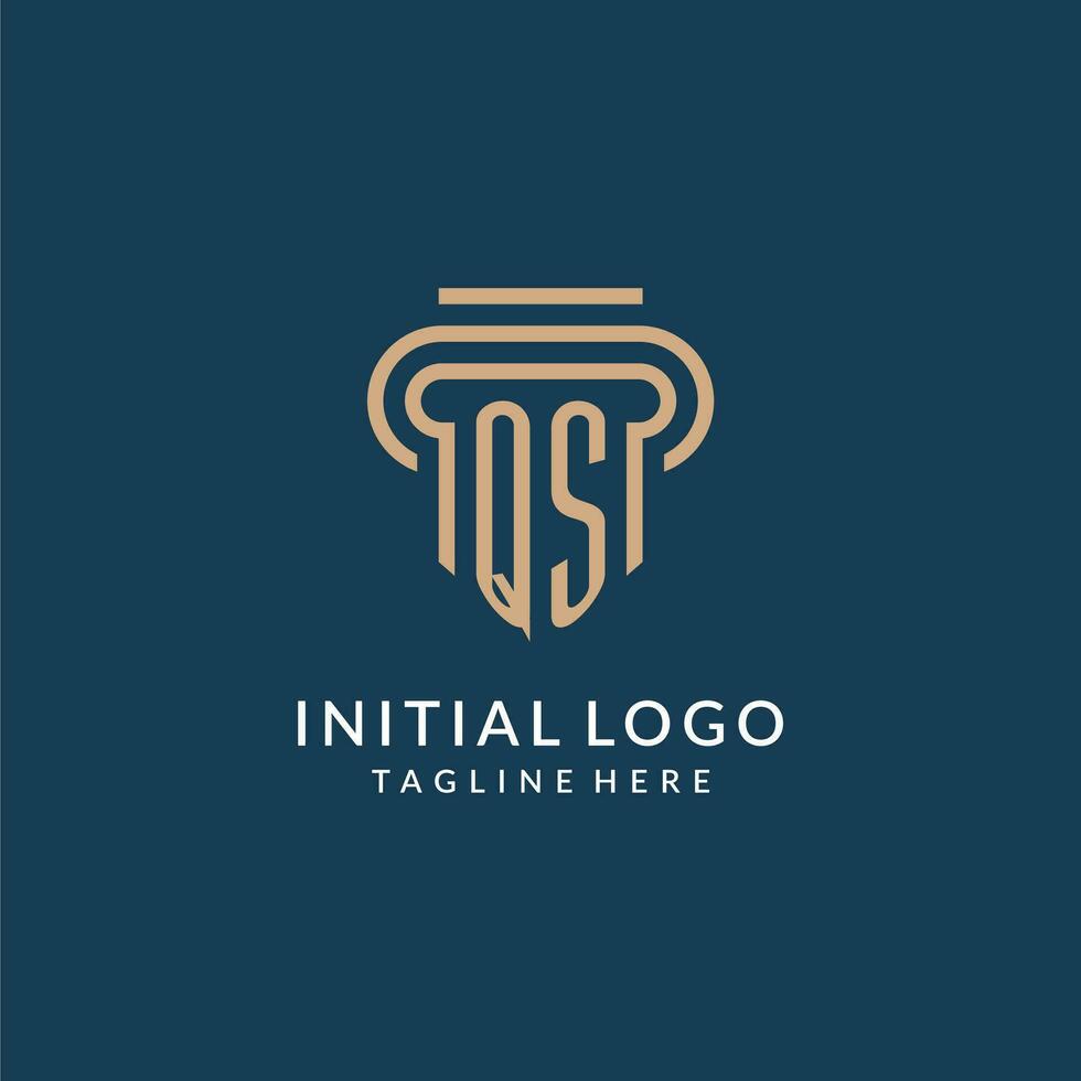 Initiale qs Säule Logo Stil, Luxus modern Anwalt legal Gesetz Feste Logo Design vektor