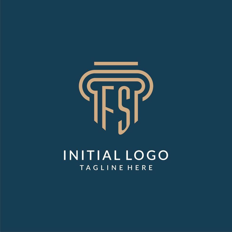 första fs pelare logotyp stil, lyx modern advokat Rättslig lag fast logotyp design vektor
