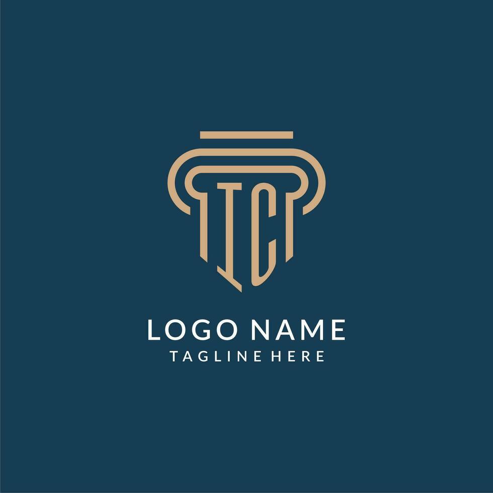 första ic pelare logotyp stil, lyx modern advokat Rättslig lag fast logotyp design vektor
