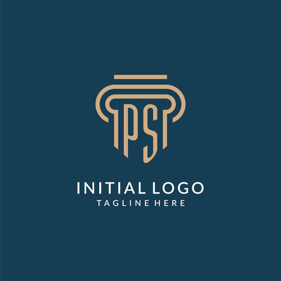första ps pelare logotyp stil, lyx modern advokat Rättslig lag fast logotyp design vektor