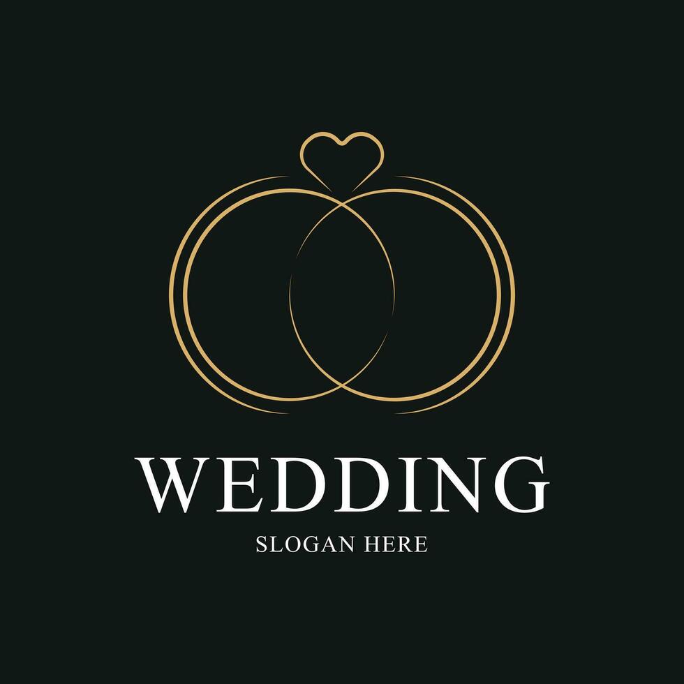 Hochzeit Ringe Logo Design Ideen mit Ring Symbol und Liebe Herz vektor