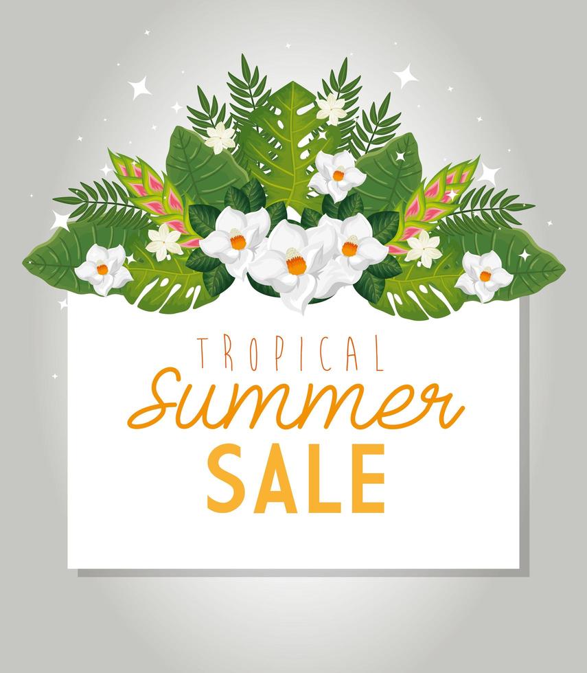 Tropical Summer Sale mit Rahmen und Blumen vektor