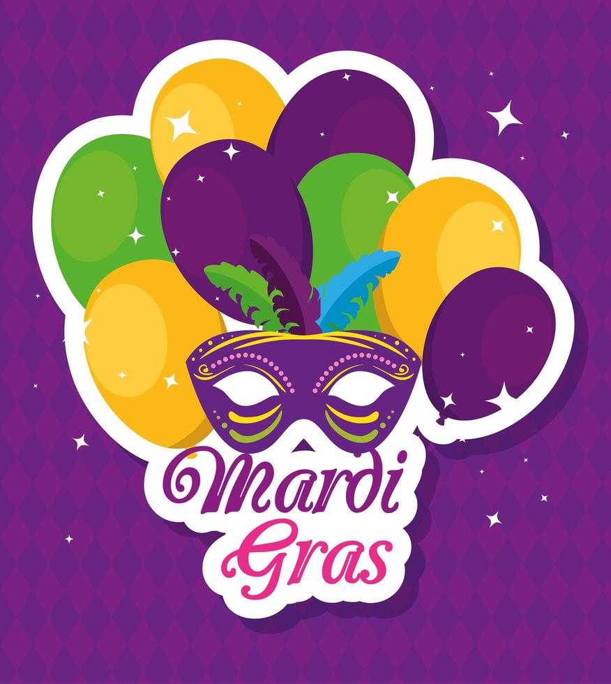 mardi gras mask och ballonger vektor design