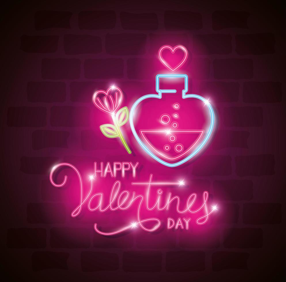 Alles Gute zum Valentinstag mit Neonlichtduft vektor