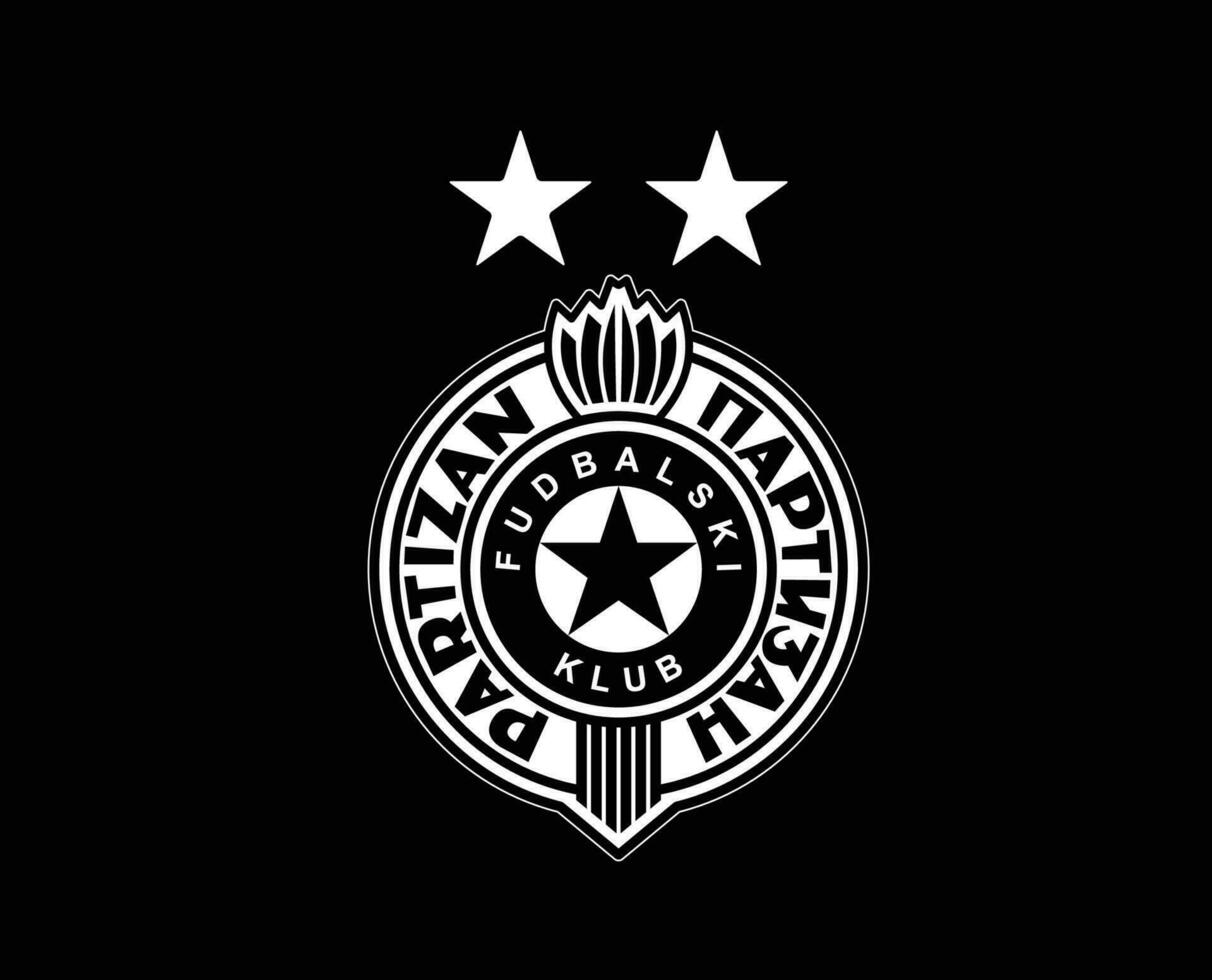 partizan belgrad klubb symbol logotyp vit serbia liga fotboll abstrakt design vektor illustration med svart bakgrund