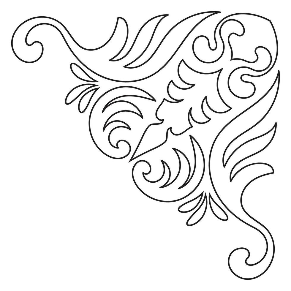 tunn linje årgång hörn. medeltida period av de victorian dynasti. fint svart monogram ram design element abstrakt ikon samling blomma enkel symbol vektor