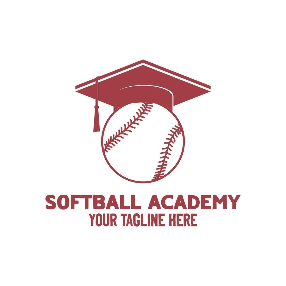 das Abschluss Toga Hut mit Baseball weicher Ball oder Tennis Ball zum Sport Kurs Bildung Schule Akademie Logo Design vektor