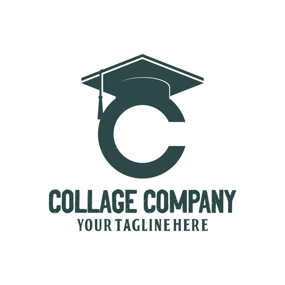 första brev c med examen toga hatt för collage skola universitet logotyp ikon illustration design vektor