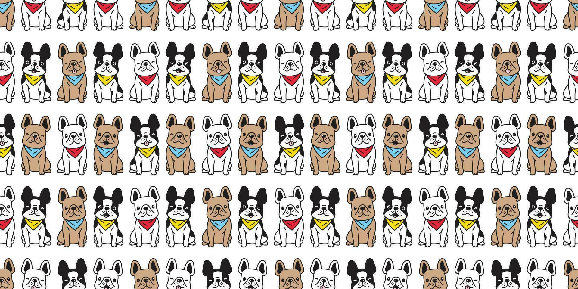 hund sömlös mönster vektor franska bulldogg krage Sammanträde scarf isolerat tecknad serie upprepa bakgrund valp ras bricka tapet illustration klotter design