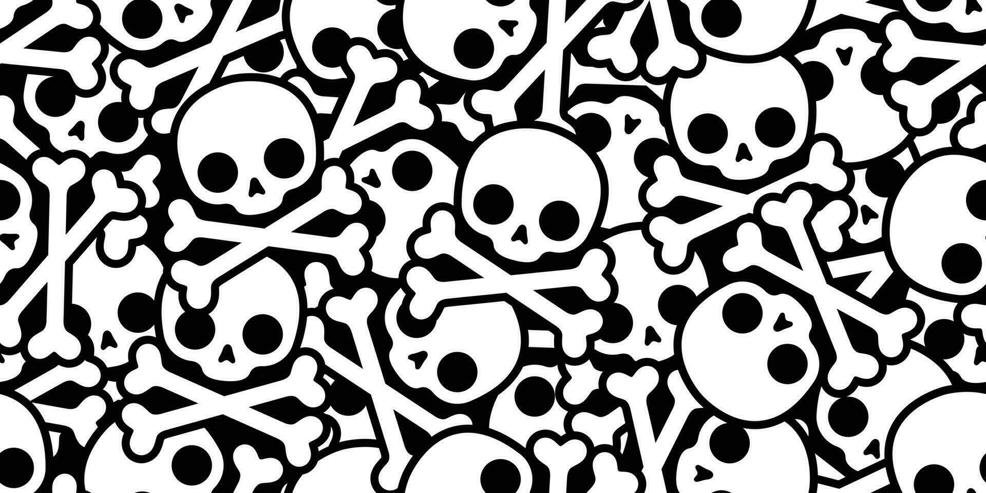 skalle pirat bones sömlös mönster halloween vektor scarf isolerat bricka bakgrund upprepa tapet symbol ben spöke tecknad serie klotter illustration design