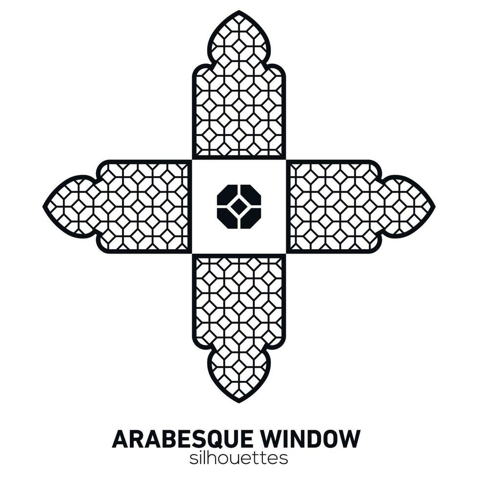 Arabeske Fenster Silhouetten. Vektor Symbol traditionell islamisch Bögen. Arabisch traditionell die Architektur. Ramadan kareem Design Element. geometrisch Ornament Arabisch Muster.