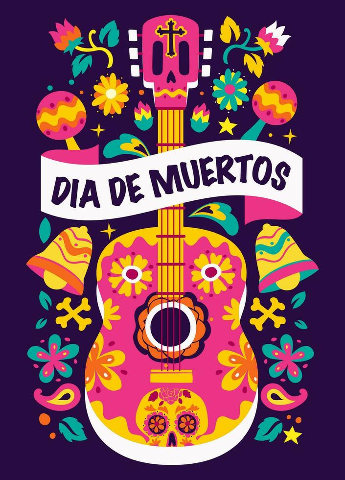 dag av död- mexikansk Semester affisch design vektor