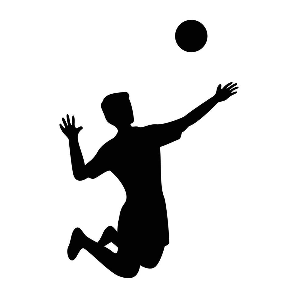 volley boll spelare silhuett. man spelar smash tecken och symbol. vektor