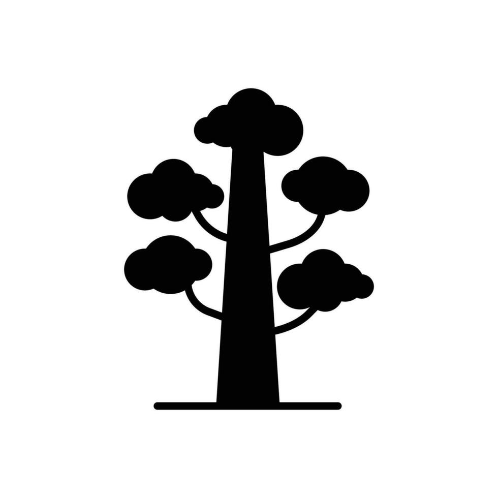 Baum Symbol. einfach solide Stil. Wald Anlage, Stamm. Blatt, Verzweigung Baum, Zweig, Natur Konzept. Silhouette, Glyphe Symbol. Vektor Illustration isoliert.