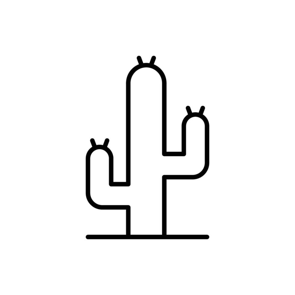 Kaktus Symbol. einfach Gliederung Stil. Wüste Anlage, Sonne, leer, Saguaro Kaktus, Natur Konzept. dünn Linie Symbol. Vektor Illustration isoliert.