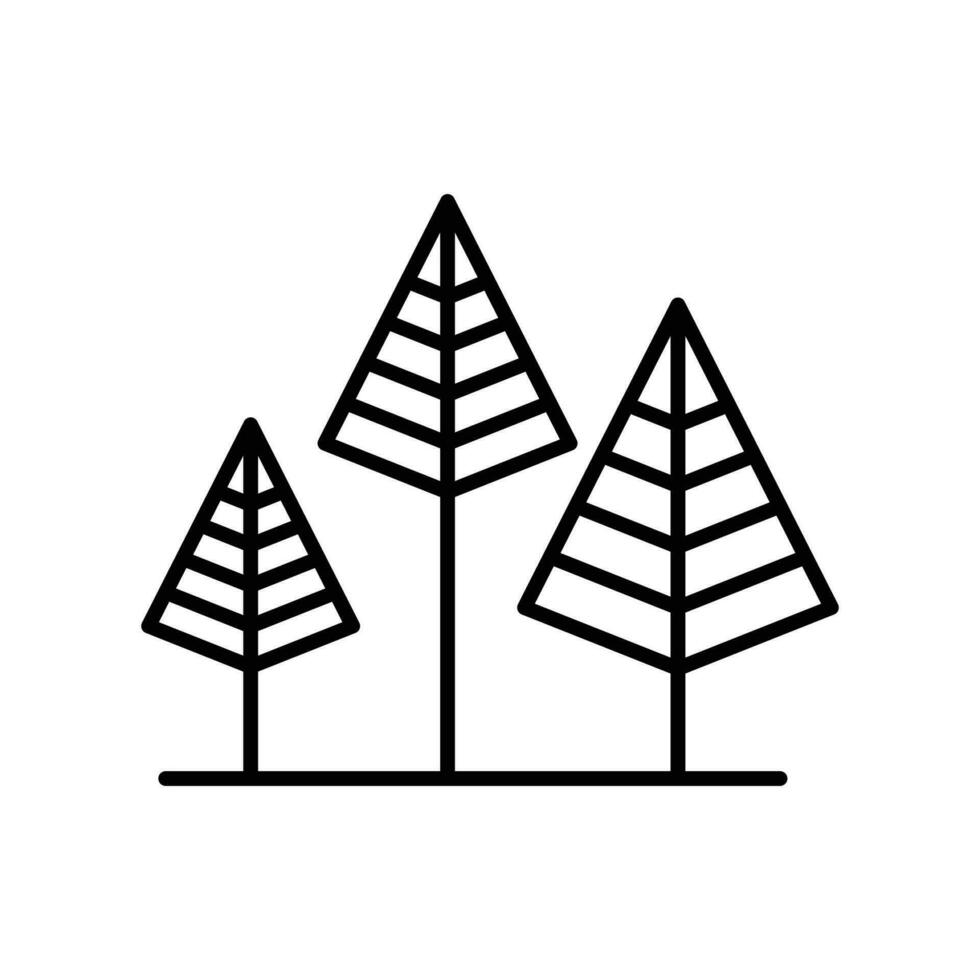 de grupp av träd ikon. enkel översikt stil. biologisk mångfald, hållbar, harmoni, miljö, natur, blommig, skog begrepp. tunn linje symbol. vektor illustration isolerat.