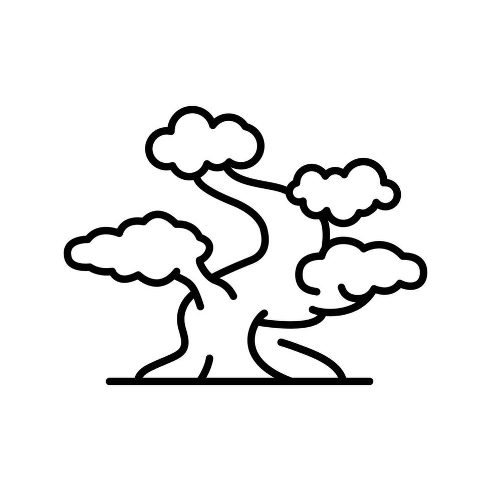 bonsai träd ikon. enkel översikt stil. stiliserade, växt, natur, trädgård begrepp. tunn linje symbol. vektor illustration isolerat.