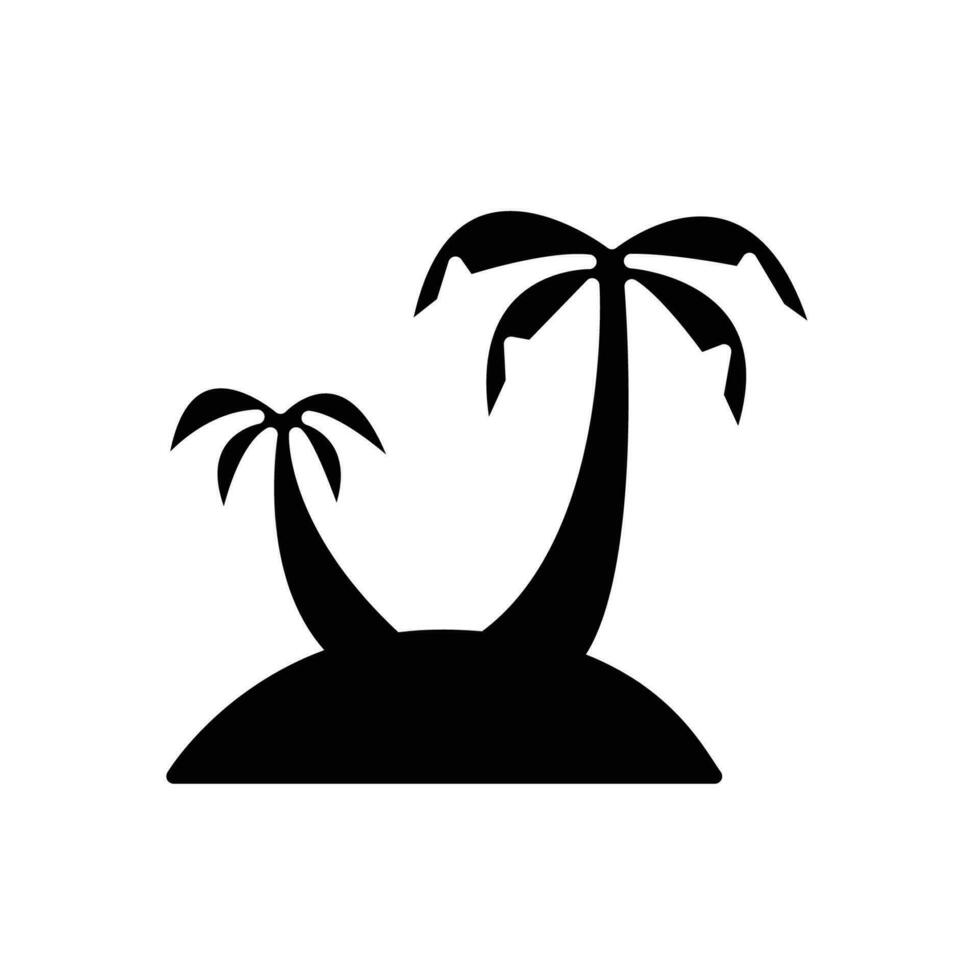 Palme Baum Symbol. einfach solide Stil. zwei Palme Bäume auf Insel, Strand, Natur Konzept. Silhouette, Glyphe Symbol. Vektor Illustration isoliert.