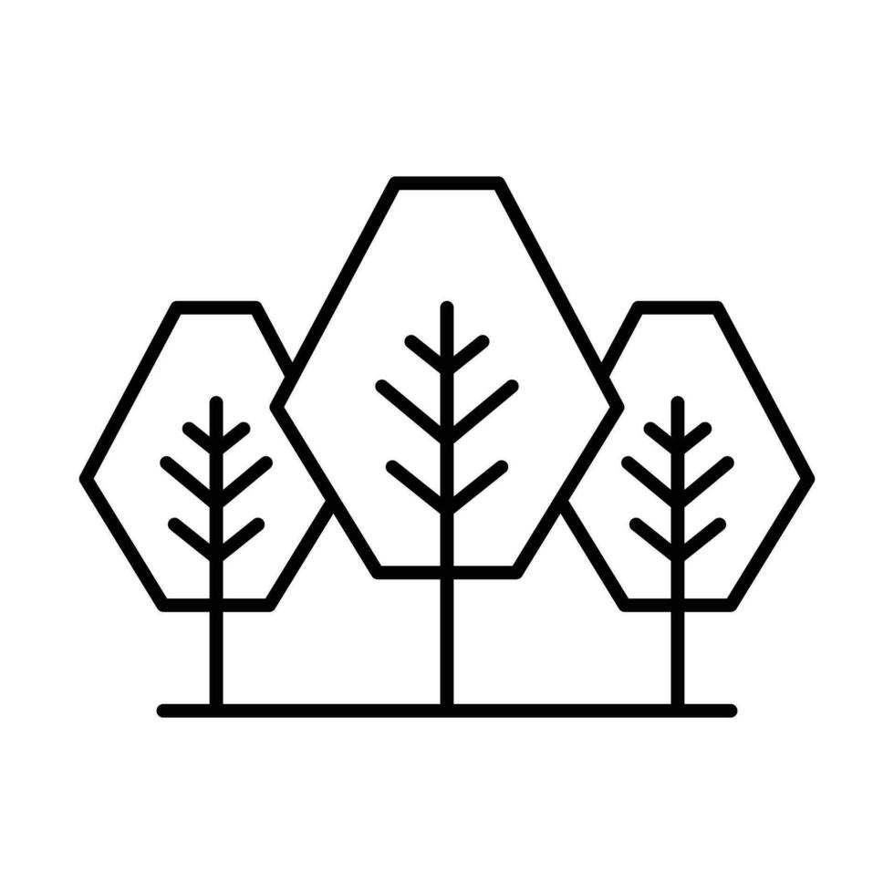 skog träd ikon. enkel översikt stil. natur skog landskap, utomhus, ek, trunk, växt begrepp. tunn linje symbol. vektor illustration isolerat.