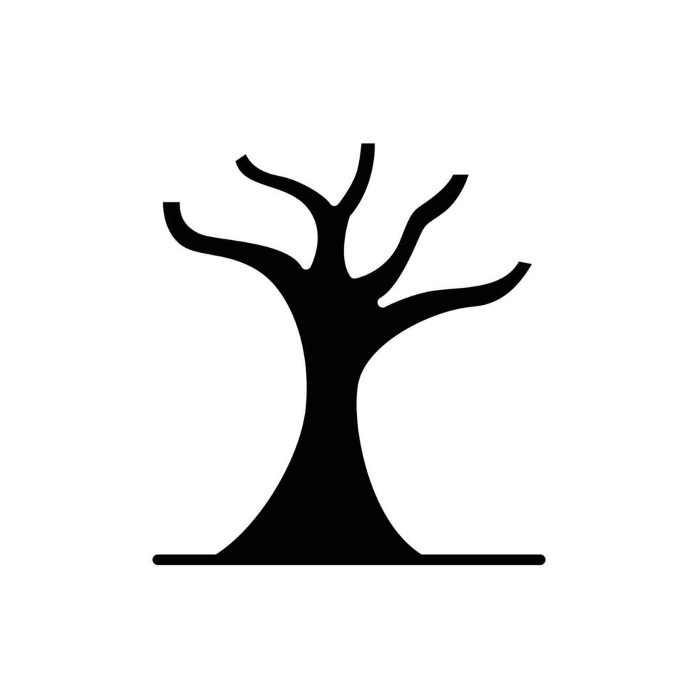 tot Baum Symbol. einfach solide Stil. trocken Baum, blattlos, Stamm, alt Holz, Natur Konzept. Silhouette, Glyphe Symbol. Vektor Illustration isoliert.